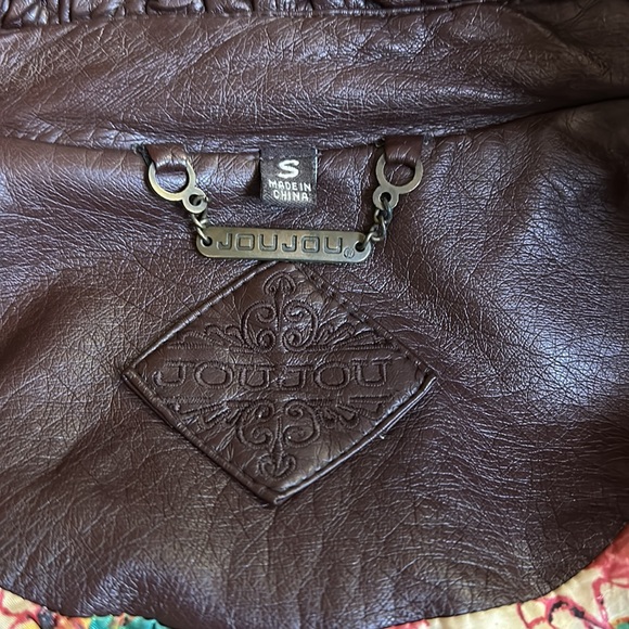 Jou Jou Brown Leather Looking Jacket Size Small - Picture 6 of 9